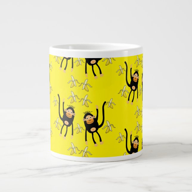 Niedlicher kleiner Affe und Bananen Jumbo-Tasse (Vorderseite)