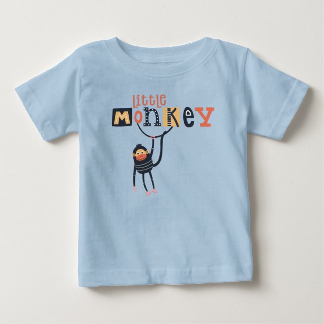 Niedlicher Kleiner Affen Zitat Typografie Junge Baby T-shirt (Vorderseite)
