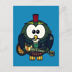 Niedlicher kleiner, animierter Punk, Rockeruhu Postkarte