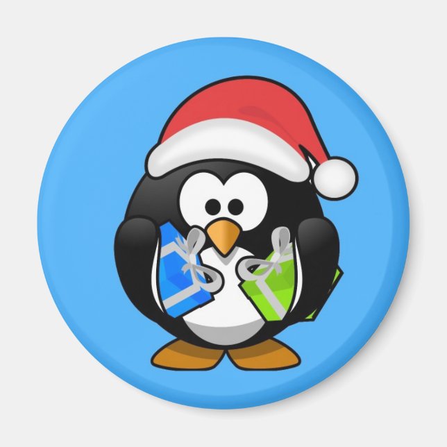 Niedlicher kleiner animierter Weihnachtspinguin Magnet (Vorne)