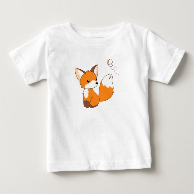 Niedlicher kleiner aufpassender Schmetterling Fox Baby T-shirt (Vorderseite)