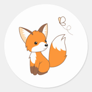 Niedlicher kleiner aufpassender Schmetterling Fox Runder Aufkleber