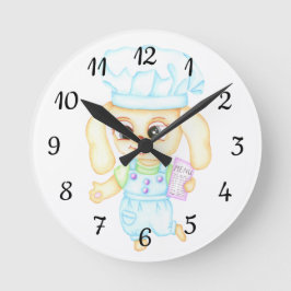 Niedlicher kleiner Bäcker Runde Wanduhr