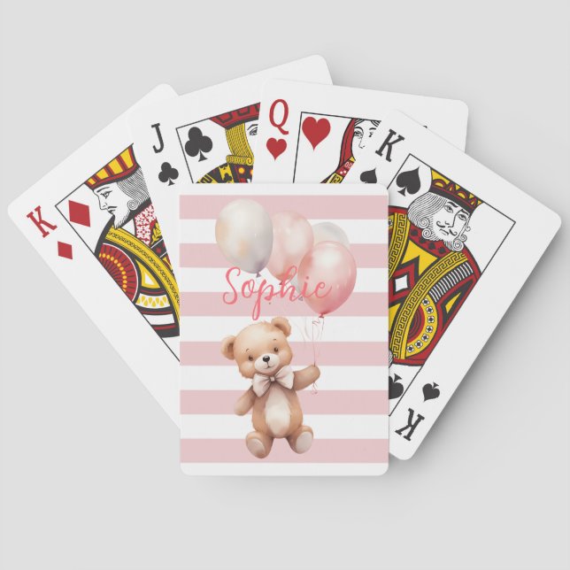 Niedlicher kleiner Bär in Rosa Spielkarten (Rückseite)