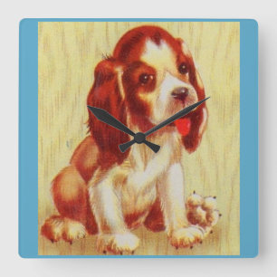 niedlicher kleiner Beagle Quadratische Wanduhr