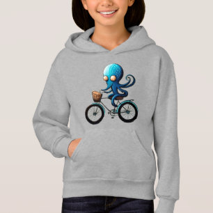 Niedlicher kleiner blauer Oktopus auf einem Fahrra Hoodie
