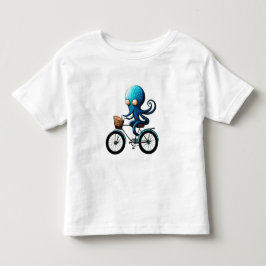 Niedlicher kleiner blauer Oktopus auf einem Fahrra Kleinkind T-shirt