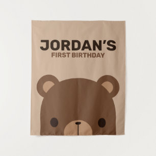Niedlicher kleiner brauner Bär Geburtstag Wandteppich