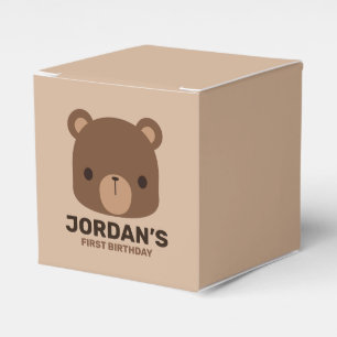 Niedlicher kleiner brauner Bär mit Personalisiert Geschenkschachtel