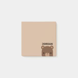 Niedlicher kleiner brauner Bär mit Personalisiert Post-it Klebezettel