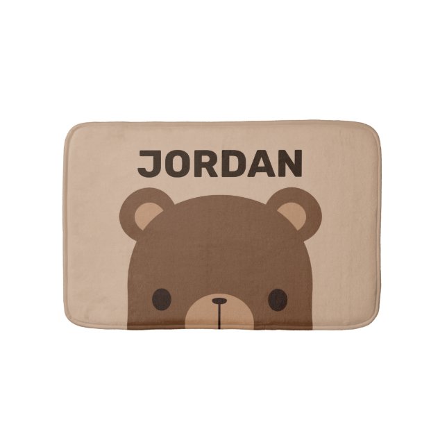 Niedlicher kleiner brauner Bär mit Personalisierte Badematte (Vorderseite)