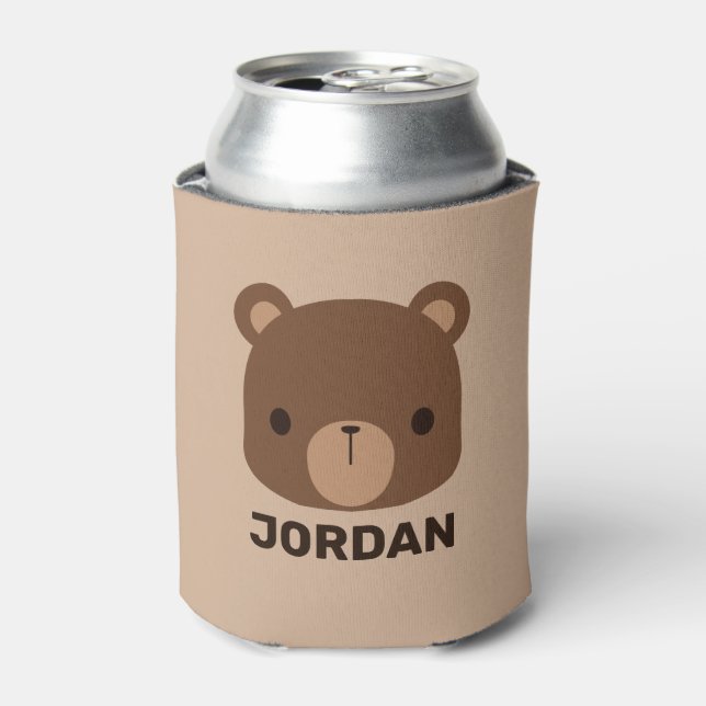 Niedlicher kleiner brauner Bär mit Personalisierte Dosenkühler (Kanne Vorderseite)