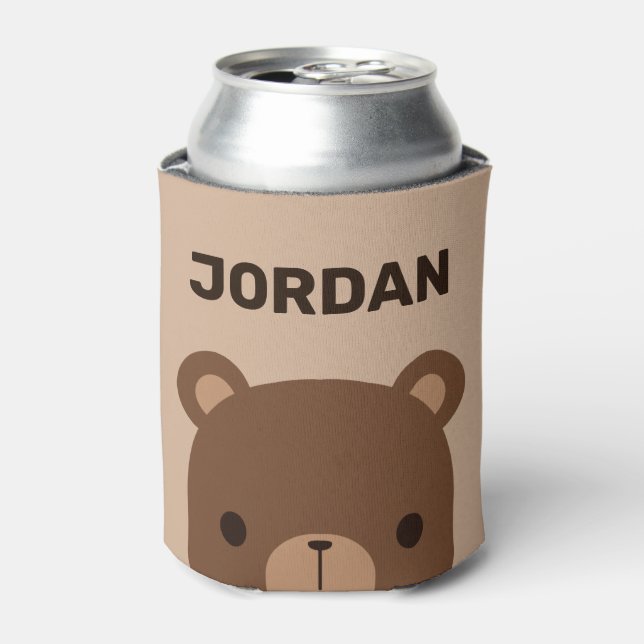 Niedlicher kleiner brauner Bär mit Personalisierte Dosenkühler (Kanne Vorderseite)