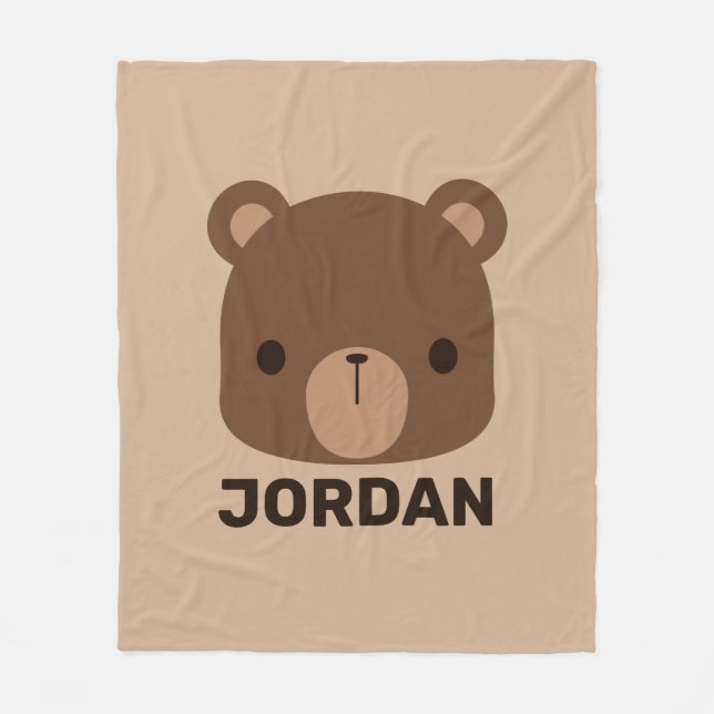 Niedlicher kleiner brauner Bär mit Personalisierte Fleecedecke (Vorderseite)