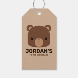 Niedlicher kleiner brauner Bär mit Personalisierte Geschenkanhänger
