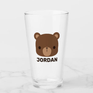 Niedlicher kleiner brauner Bär mit Personalisierte Glas
