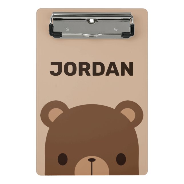 Niedlicher kleiner brauner Bär mit Personalisierte Mini Klemmbrett (Vorderseite)