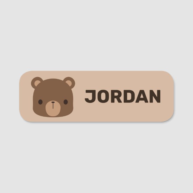 Niedlicher kleiner brauner Bär mit Personalisierte Namensschild (Vorderseite)