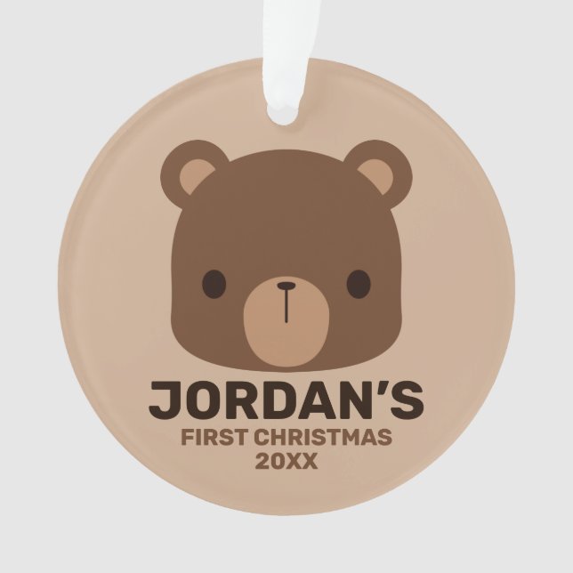 Niedlicher kleiner brauner Bär mit Personalisierte Ornament (Vorderseite)