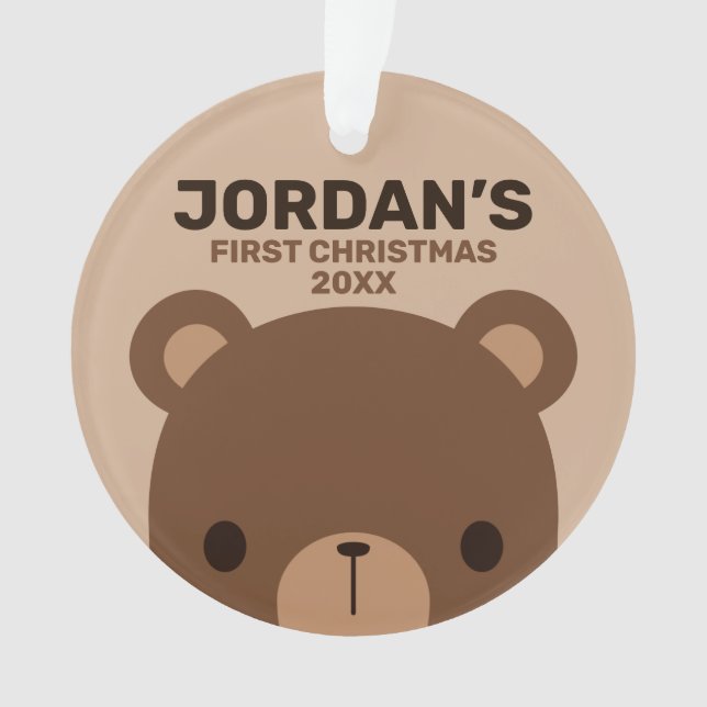 Niedlicher kleiner brauner Bär mit Personalisierte Ornament (Vorderseite)