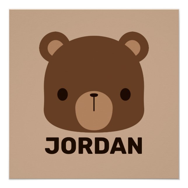 Niedlicher kleiner brauner Bär mit Personalisierte Poster (Vorderseite)