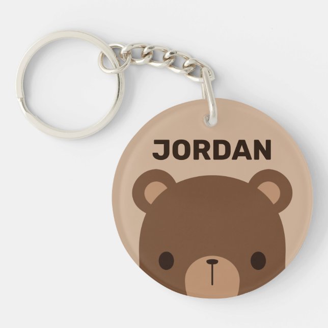 Niedlicher kleiner brauner Bär mit Personalisierte Schlüsselanhänger (Vorderseite)