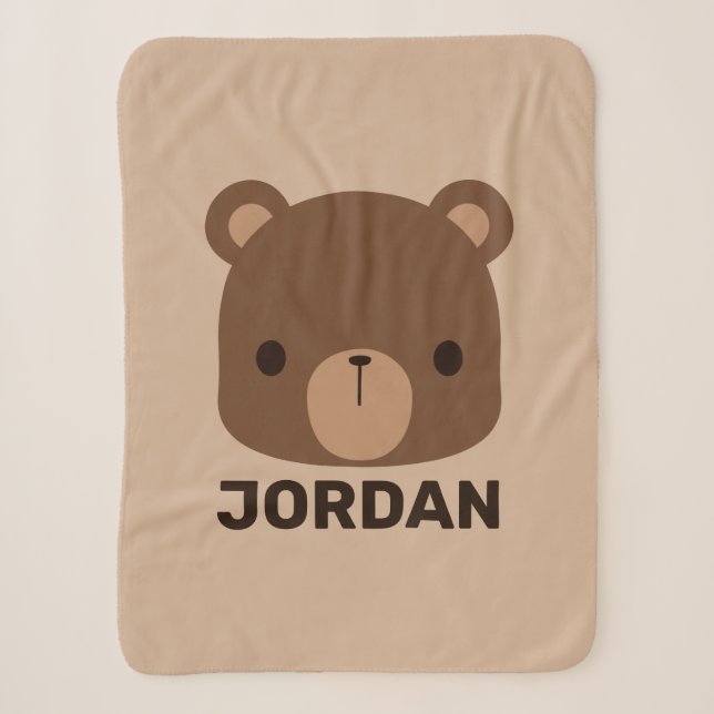 Niedlicher kleiner brauner Bär mit Personalisierte Sherpadecke (Vorderseite)