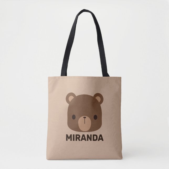 Niedlicher kleiner brauner Bär mit Personalisierte Tasche (Vorderseite)