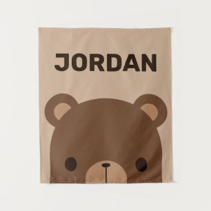 Niedlicher kleiner brauner Bär mit Personalisierte Wandteppich