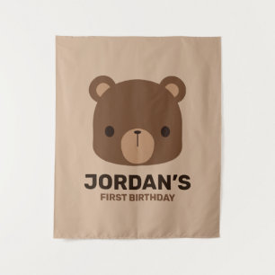 Niedlicher kleiner brauner Bär mit Personalisierte Wandteppich