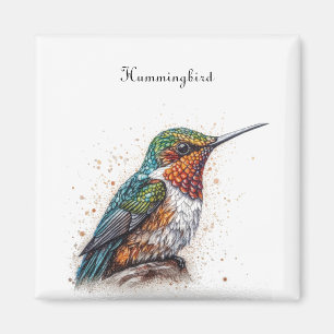Niedlicher kleiner, bunter Kolibri-Pointillismus Magnet