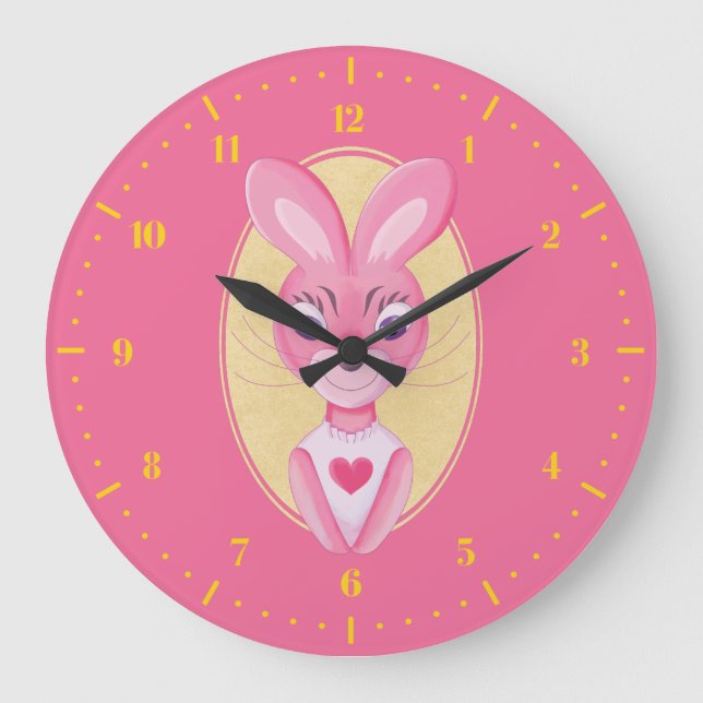 Niedlicher kleiner Cartoon Große Wanduhr (Vorderseite)