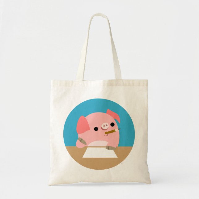 Niedlicher kleiner Cartoon Pig "Schriftblock"-Tasc Tragetasche (Vorne)