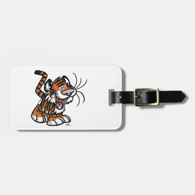 Niedlicher Kleiner Cartoon Tiger Gepäckträger Gepäckanhänger (Vorderseite horizontal)