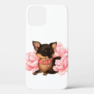 Niedlicher kleiner Chihuahua-Hund mit rosa Blume Case-Mate iPhone Hülle