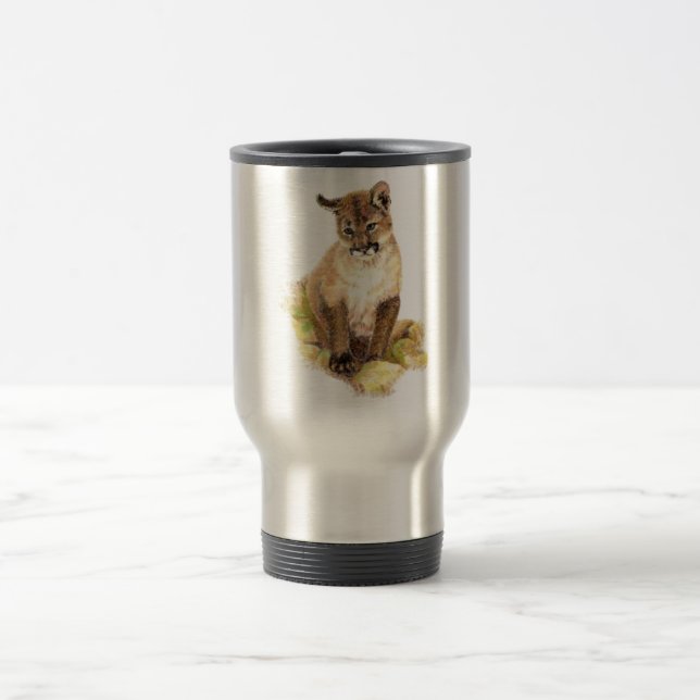 Niedlicher kleiner Cougar-Cub, Tierart, Wildtiere Reisebecher (Mittel)