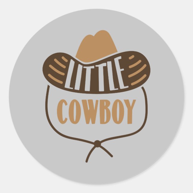 Niedlicher kleiner Cowboy, Cowboy-Hut Runder Aufkleber (Vorderseite)