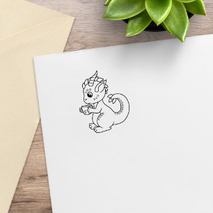 Niedlicher Kleiner Drache mit einem Cup 2 Gummistempel
