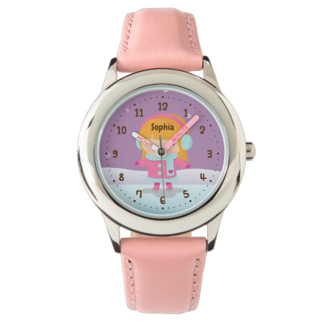 Niedlicher Kleiner Eiskinder-Skater Armbanduhr (Vorderseite)