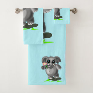 Niedlicher Kleiner Elefant Badhandtuch Set