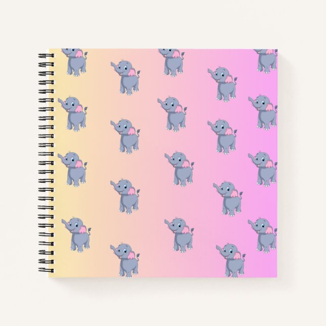 niedlicher kleiner Elefantenrosa Notizbuch (Vorderseite)