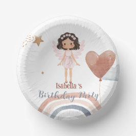 Niedlicher Kleiner Engel afro Girls Balloon Geburt Pappteller