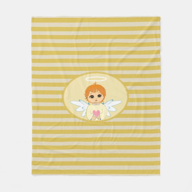 Niedlicher Kleiner Engel auf Golden Striped Fleecedecke (Vorderseite)