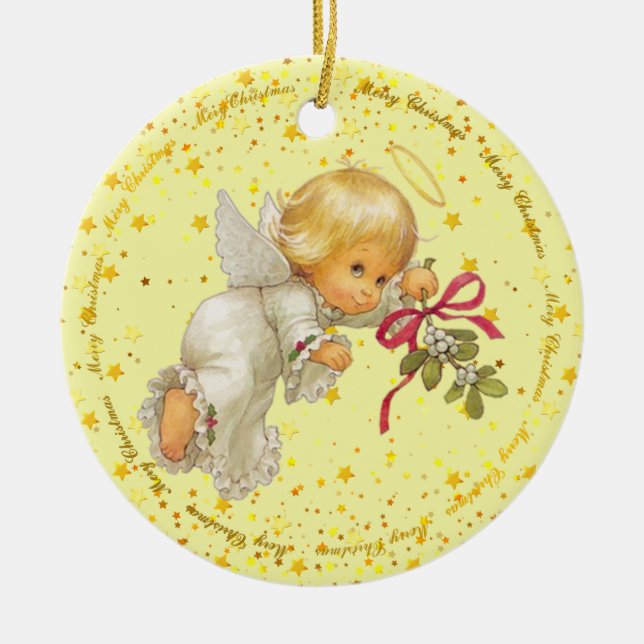Niedlicher Kleiner Engel Keramik Ornament (Vorne)