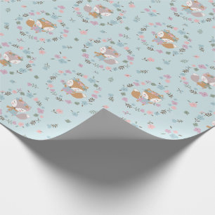 Niedlicher Kleiner Fall Fox mit Blume in sanften F Geschenkpapier