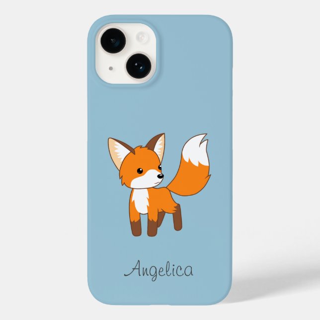 Niedlicher kleiner Fox auf blau Case-Mate iPhone 14 Hülle (Rückseite)