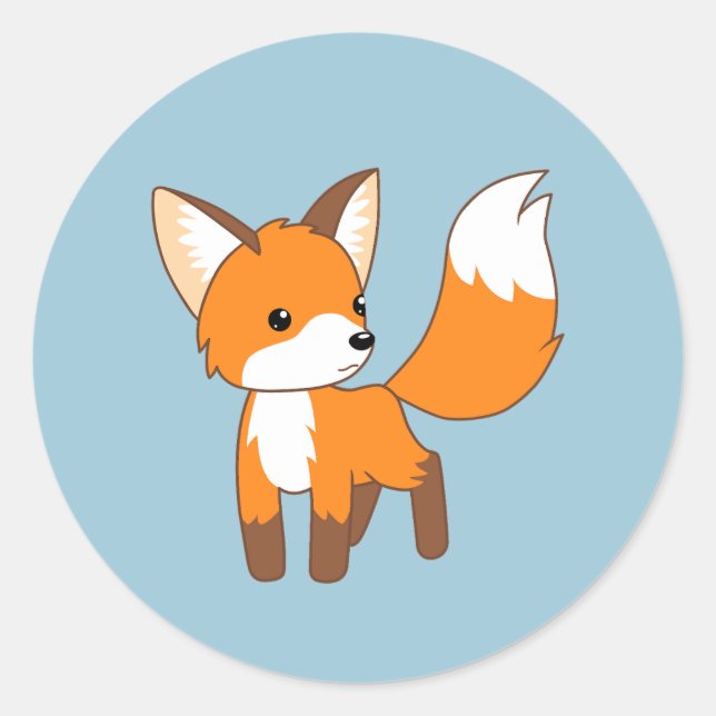 Niedlicher kleiner Fox auf blau Runder Aufkleber (Vorderseite)