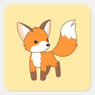 Niedlicher kleiner Fox auf Gelb Quadratischer Aufkleber