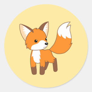 Niedlicher kleiner Fox auf Gelb Runder Aufkleber