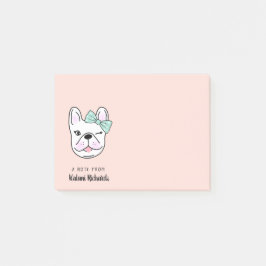 Niedlicher kleiner französischer Bulldog| Pfirsich Post-it Klebezettel
